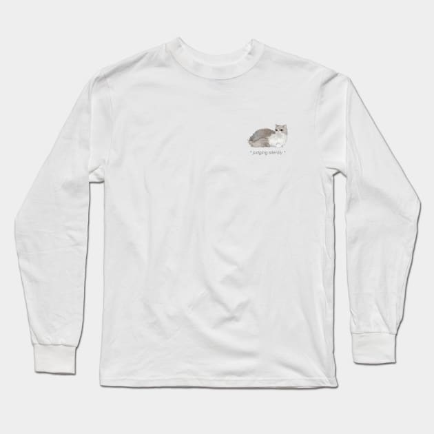 Judging silently cat front print Long Sleeve T-Shirt by Los Babyos